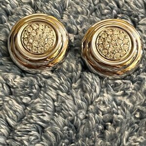 Ellen Kiam Rhinestone Silver Round Earrings